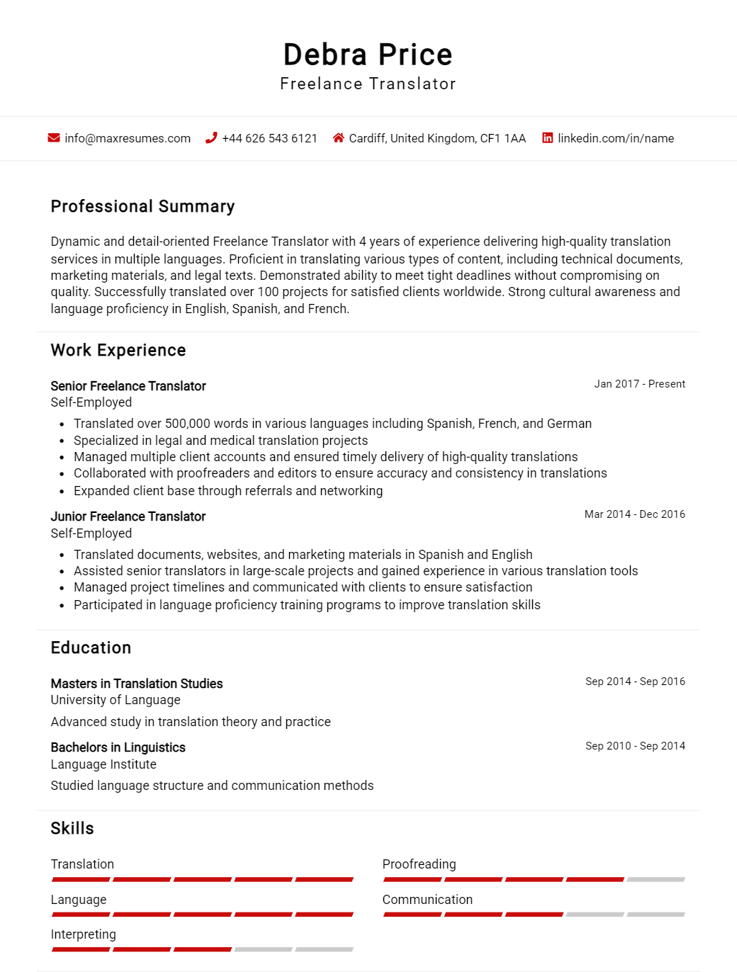 freelance-translator-resume-sample