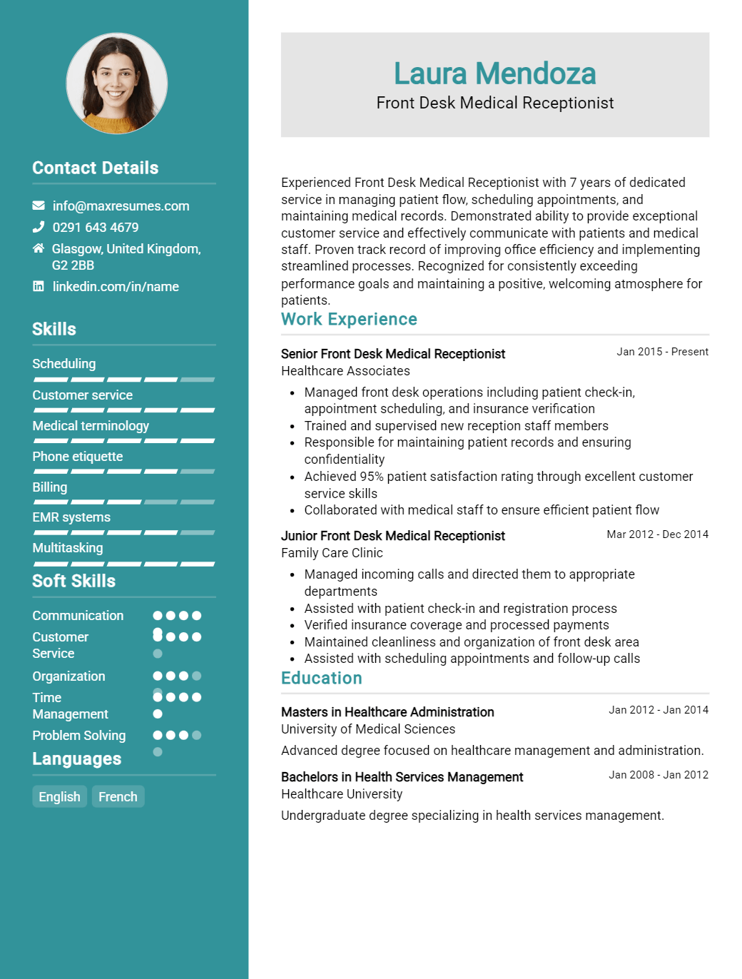 front-desk-medical-receptionist-resume-sample
