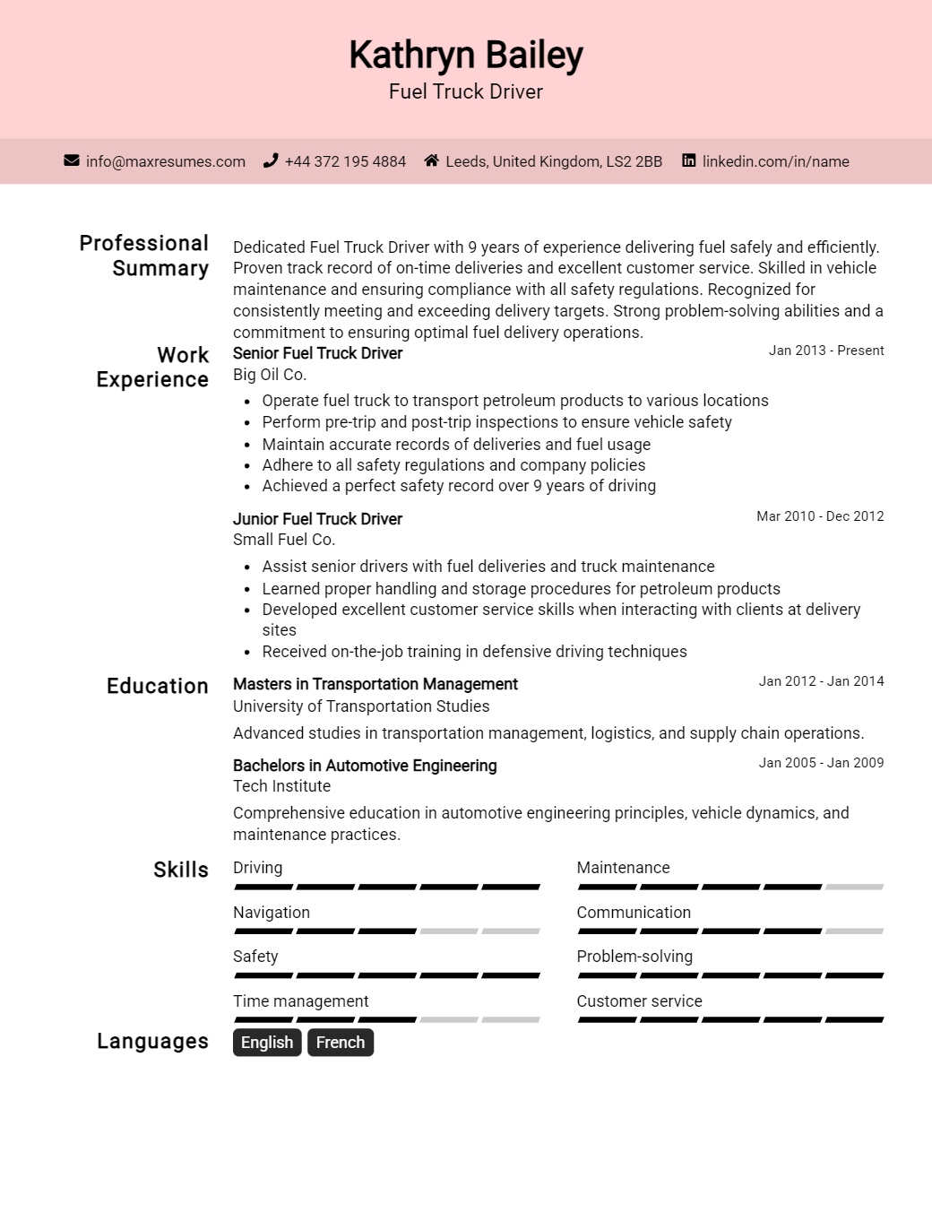 fuel-truck-driver-resume-sample