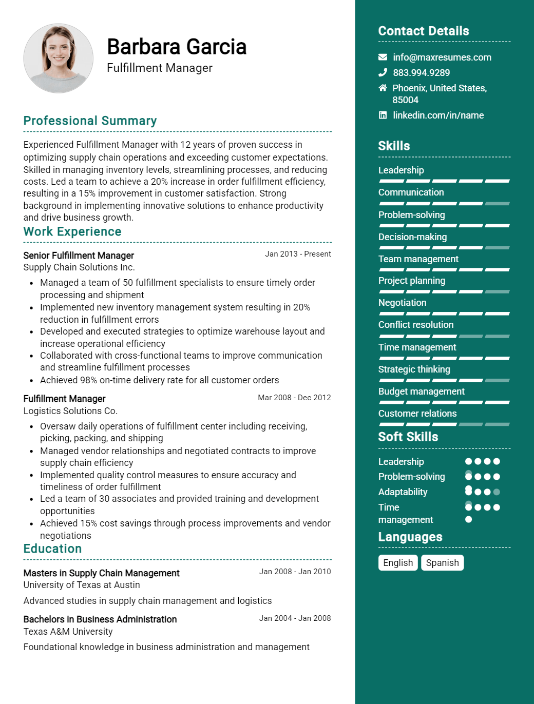 fulfillment-manager-resume-sample