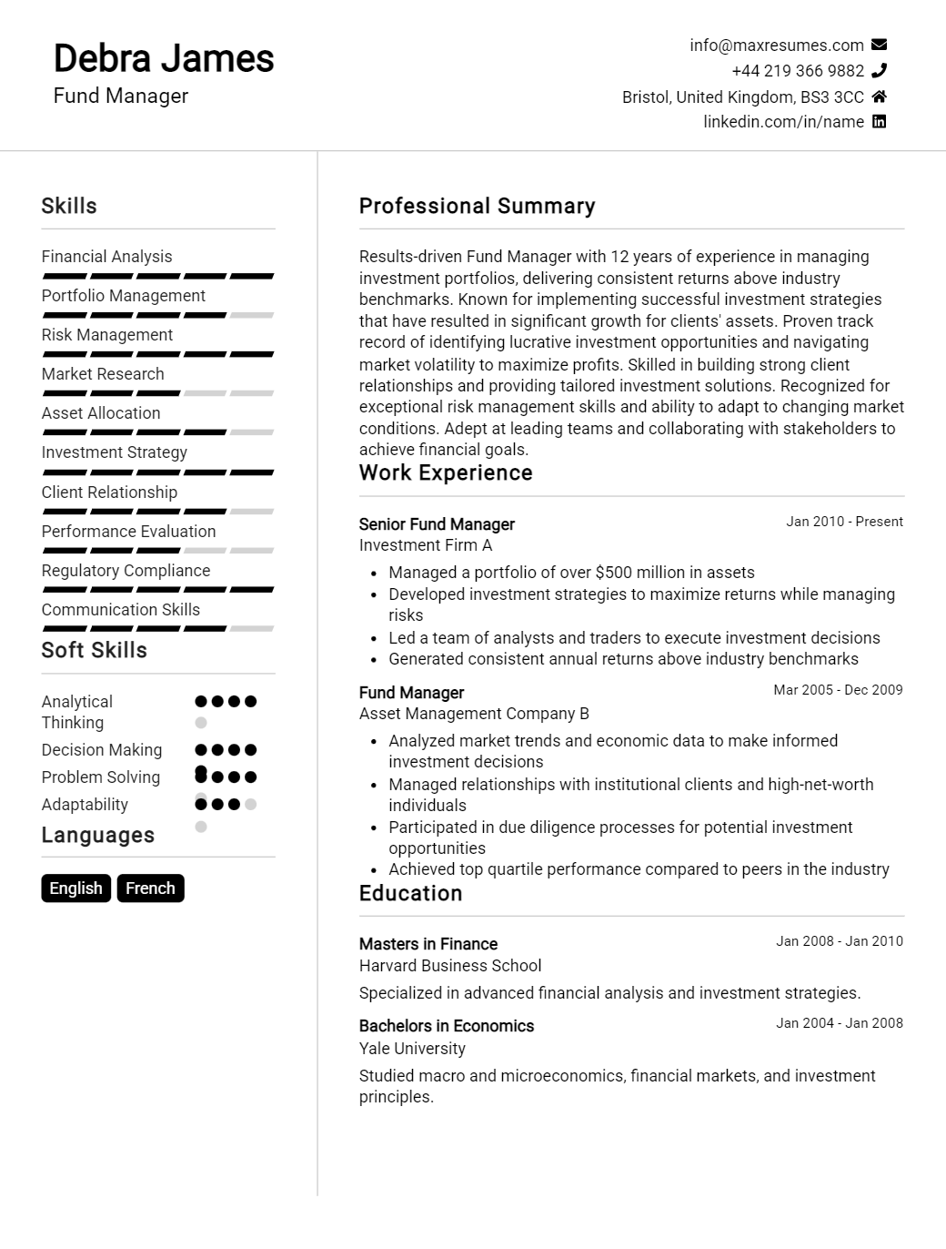 fund-manager-resume-sample