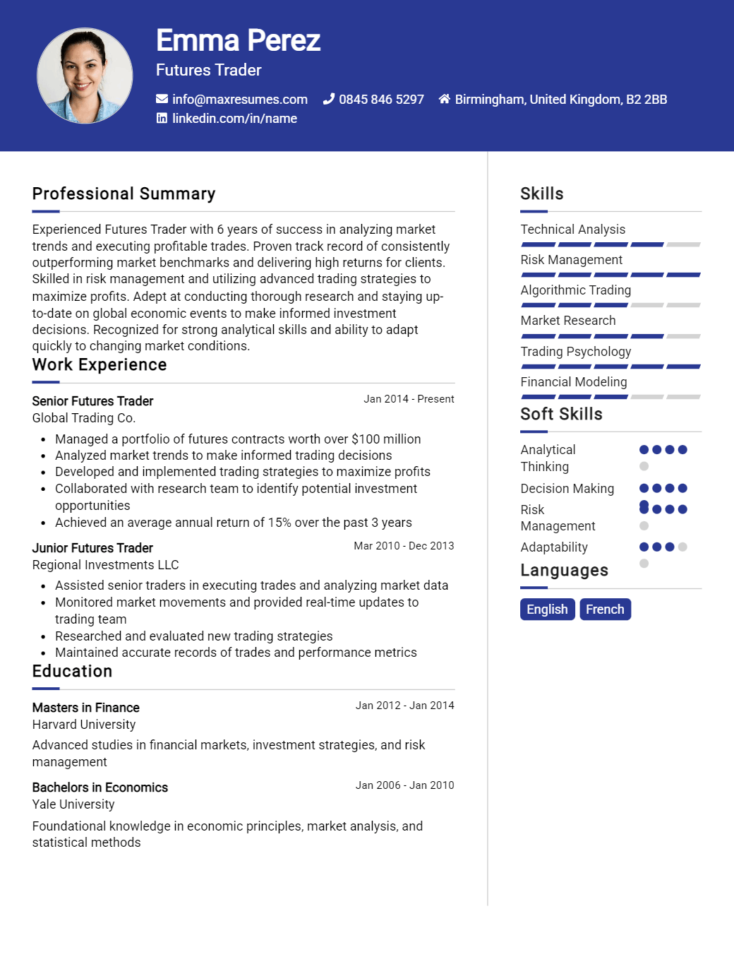 futures-trader-resume-sample