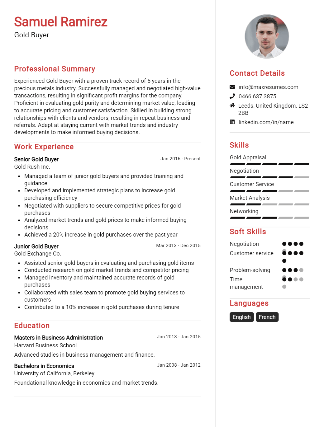 gold-buyer-resume-sample