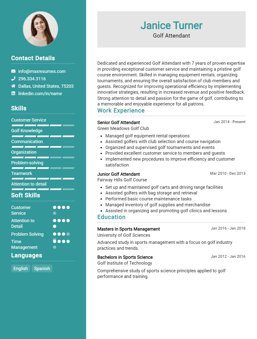 golf-attendant-resume-sample