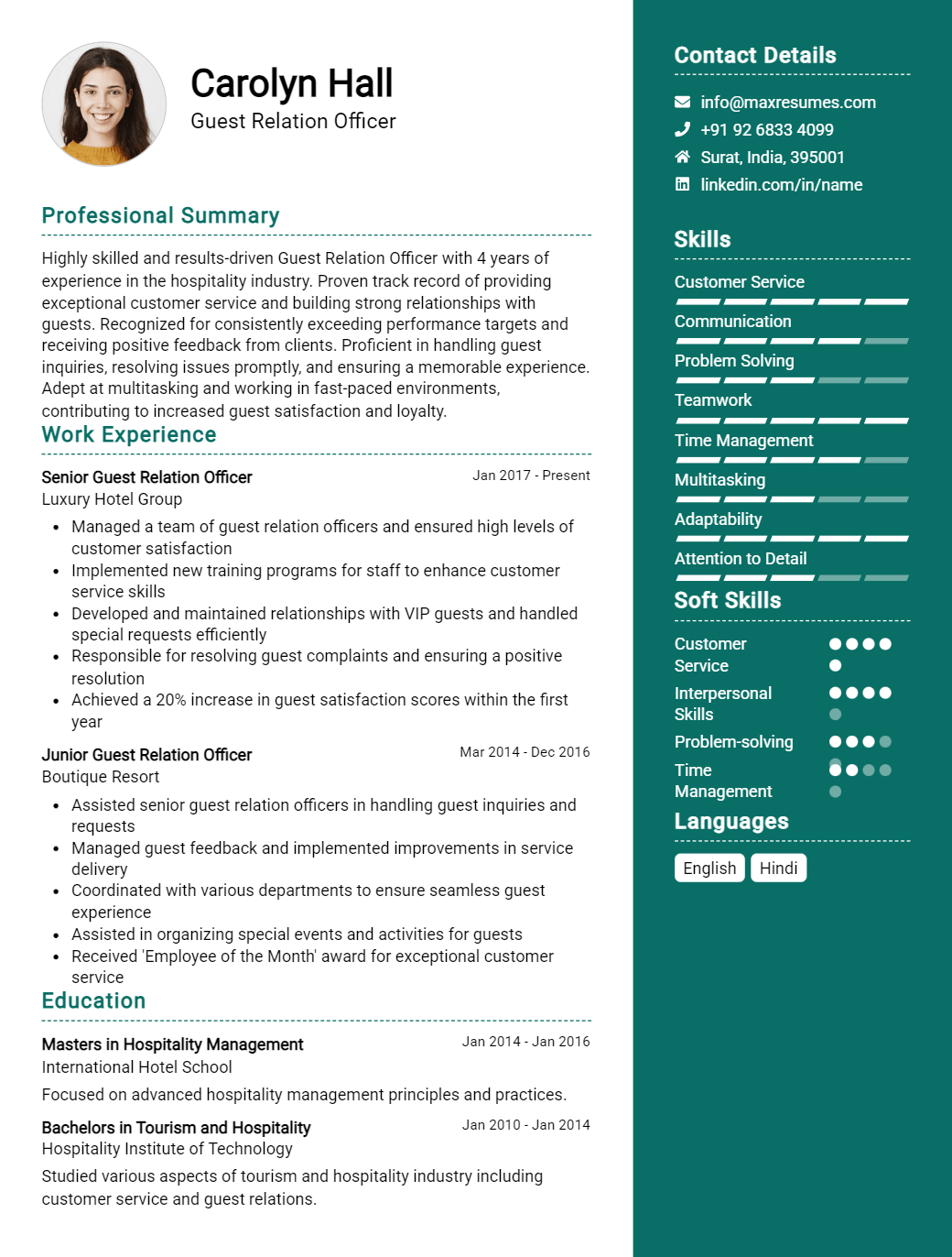 guest-relation-officer-resume-sample