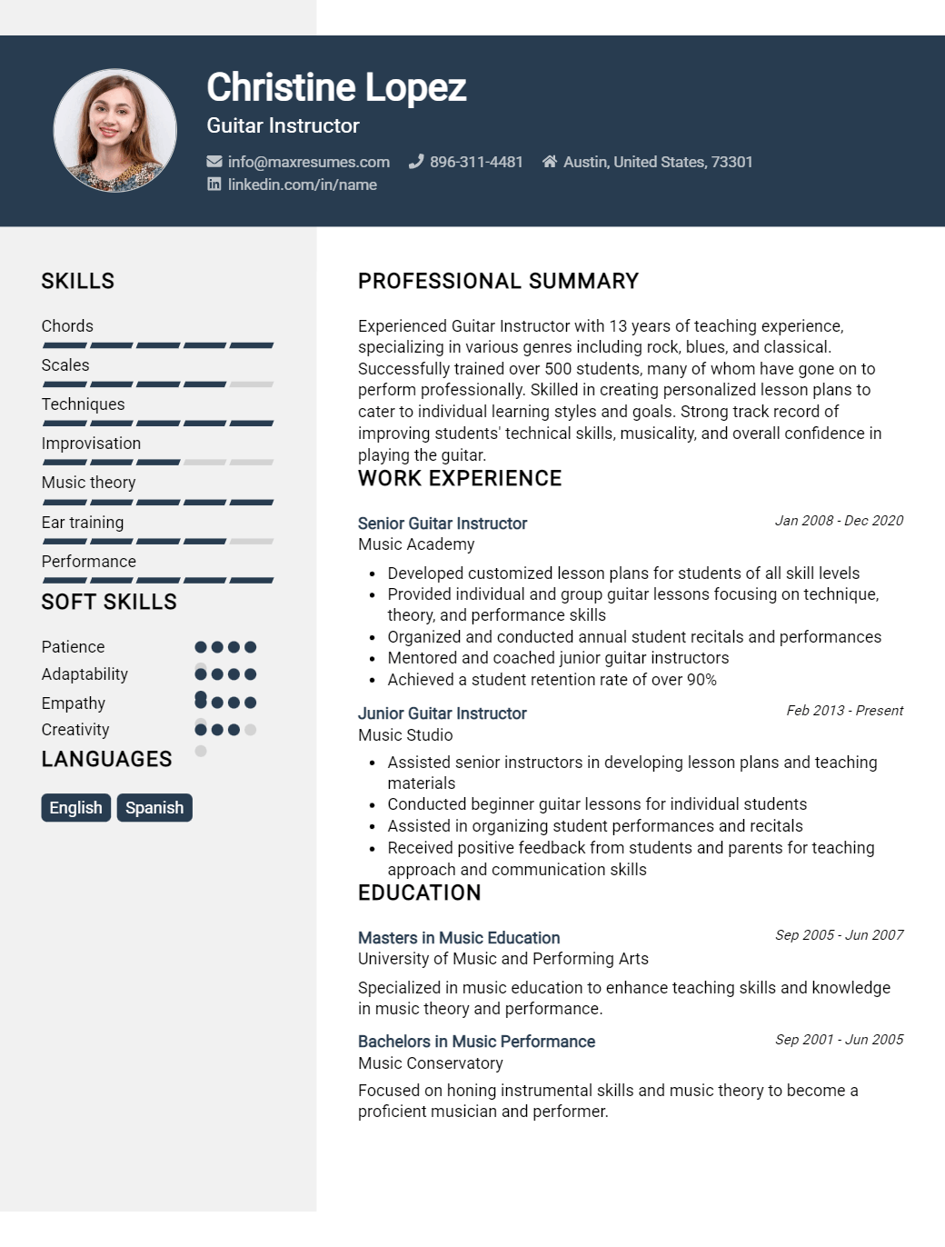 guitar-instructor-resume-sample