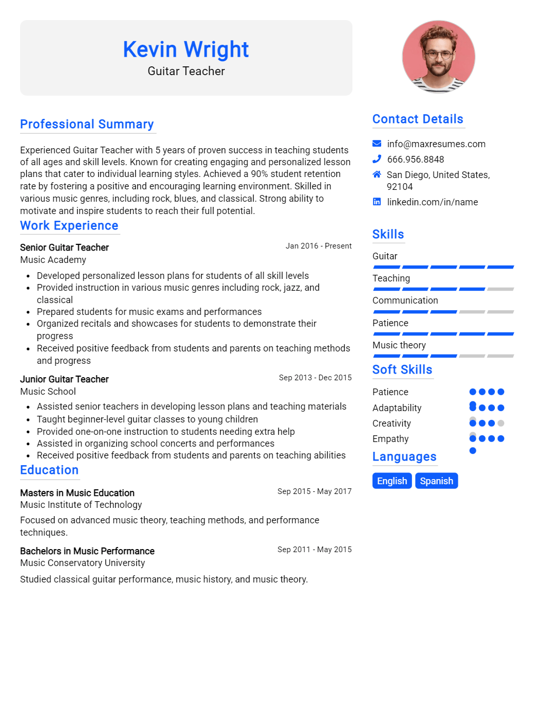 guitar-teacher-resume-sample