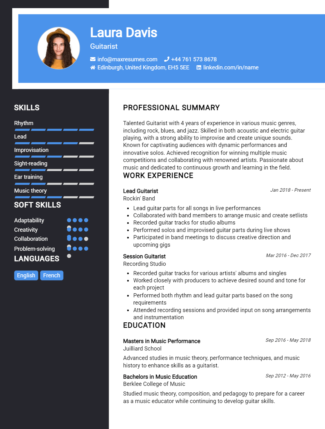 guitarist-resume-sample