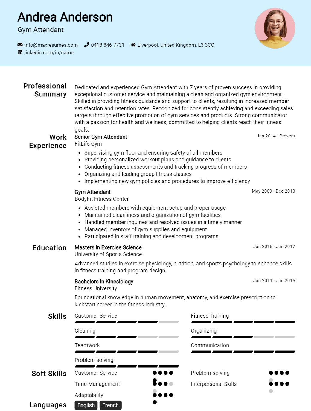 gym-attendant-resume-sample