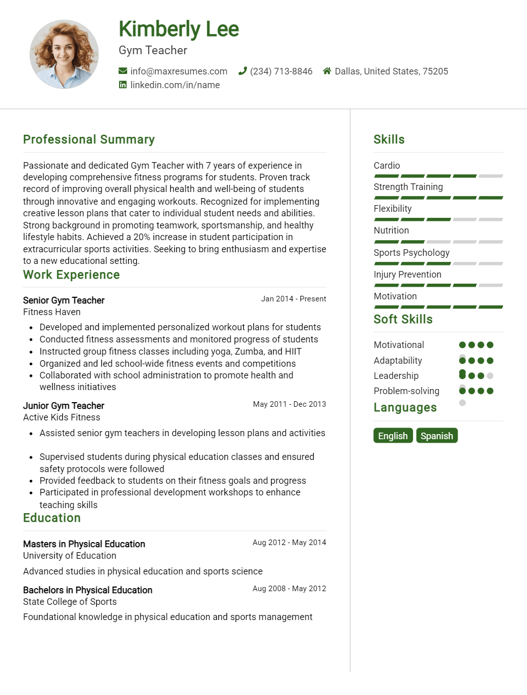 gym-teacher-resume-sample