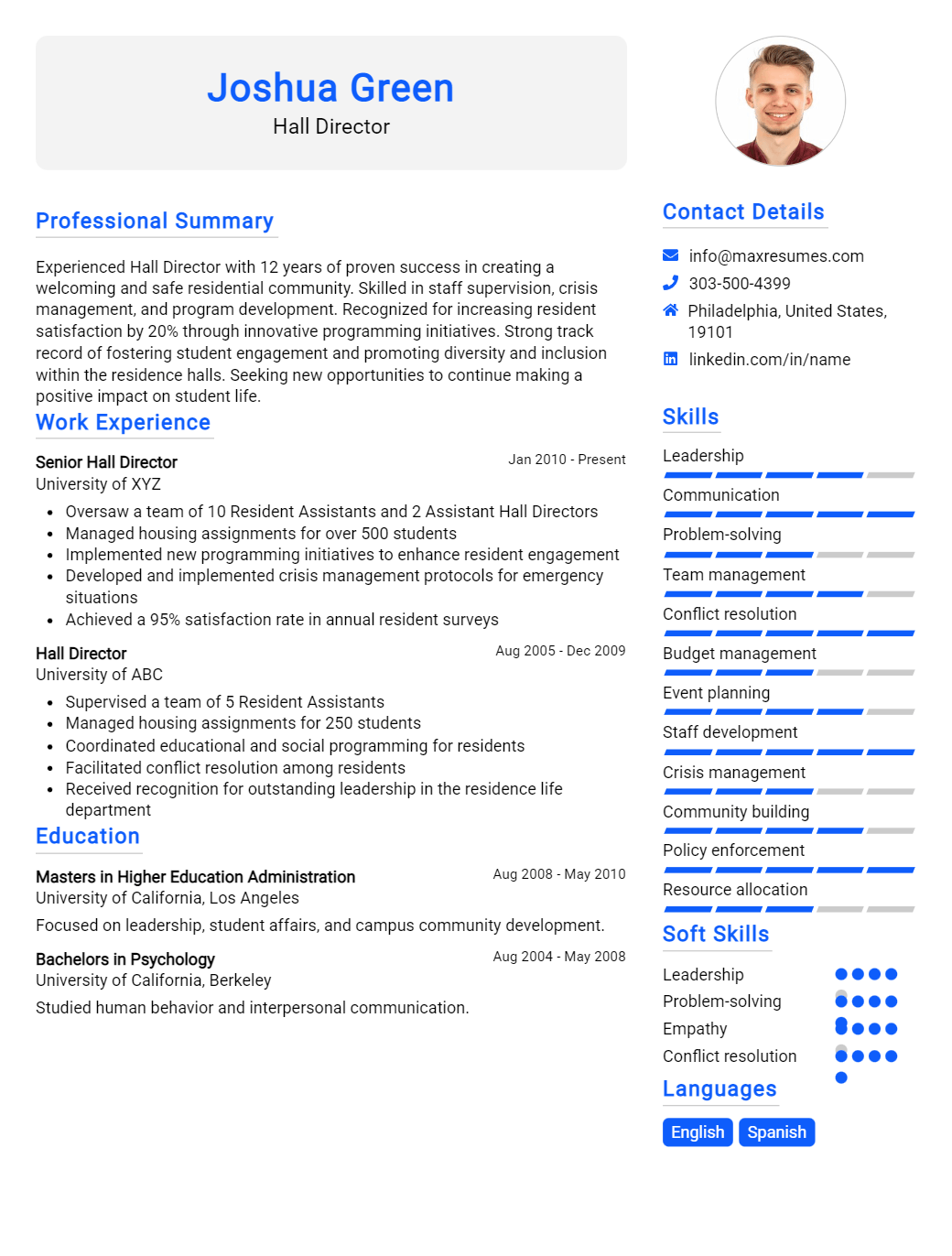 hall-director-resume-sample
