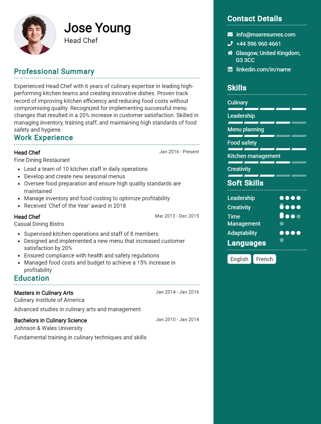 head-chef-resume-sample
