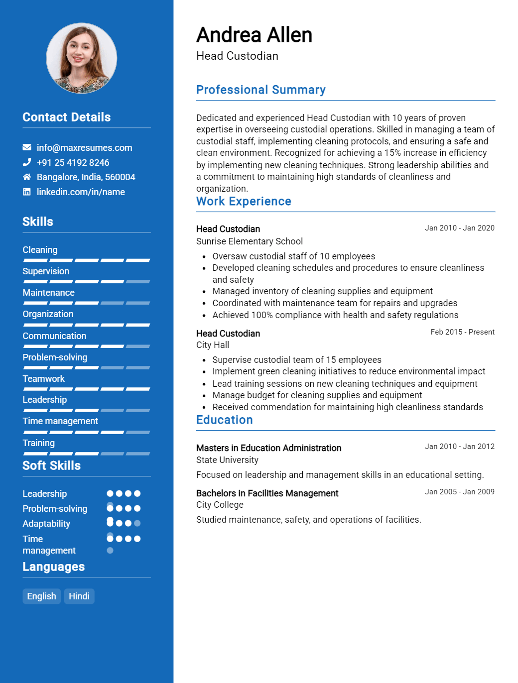 head-custodian-resume-sample