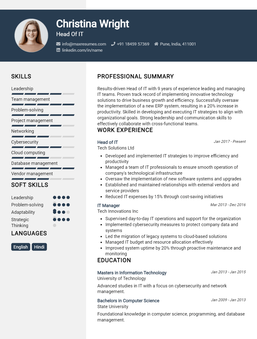head-of-it-resume-sample