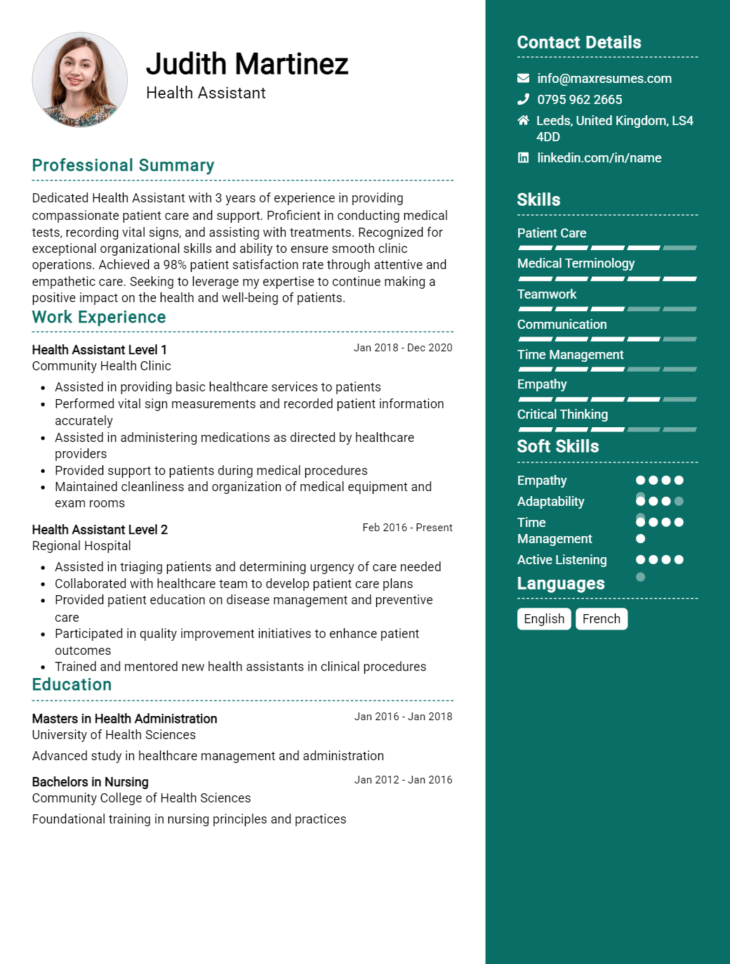 health-assistant-resume-sample