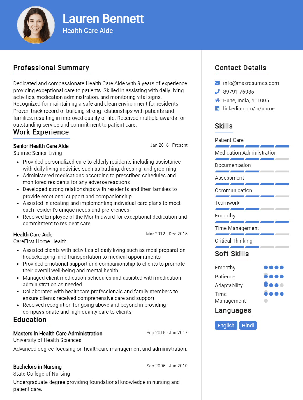 health-care-aide-resume-sample