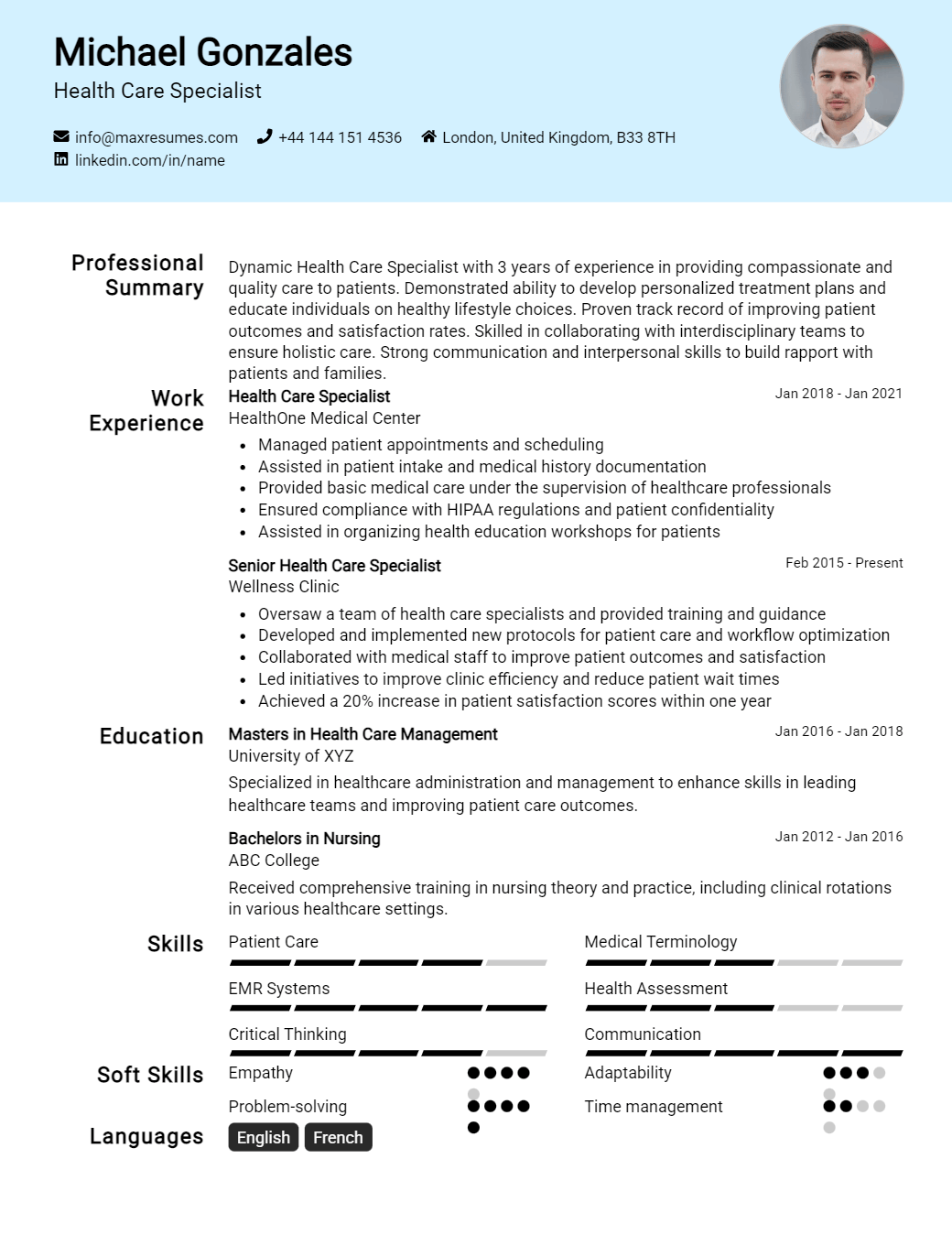 health-care-specialist-resume-sample
