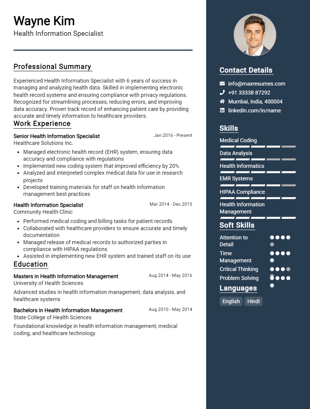 health-information-specialist-resume-sample