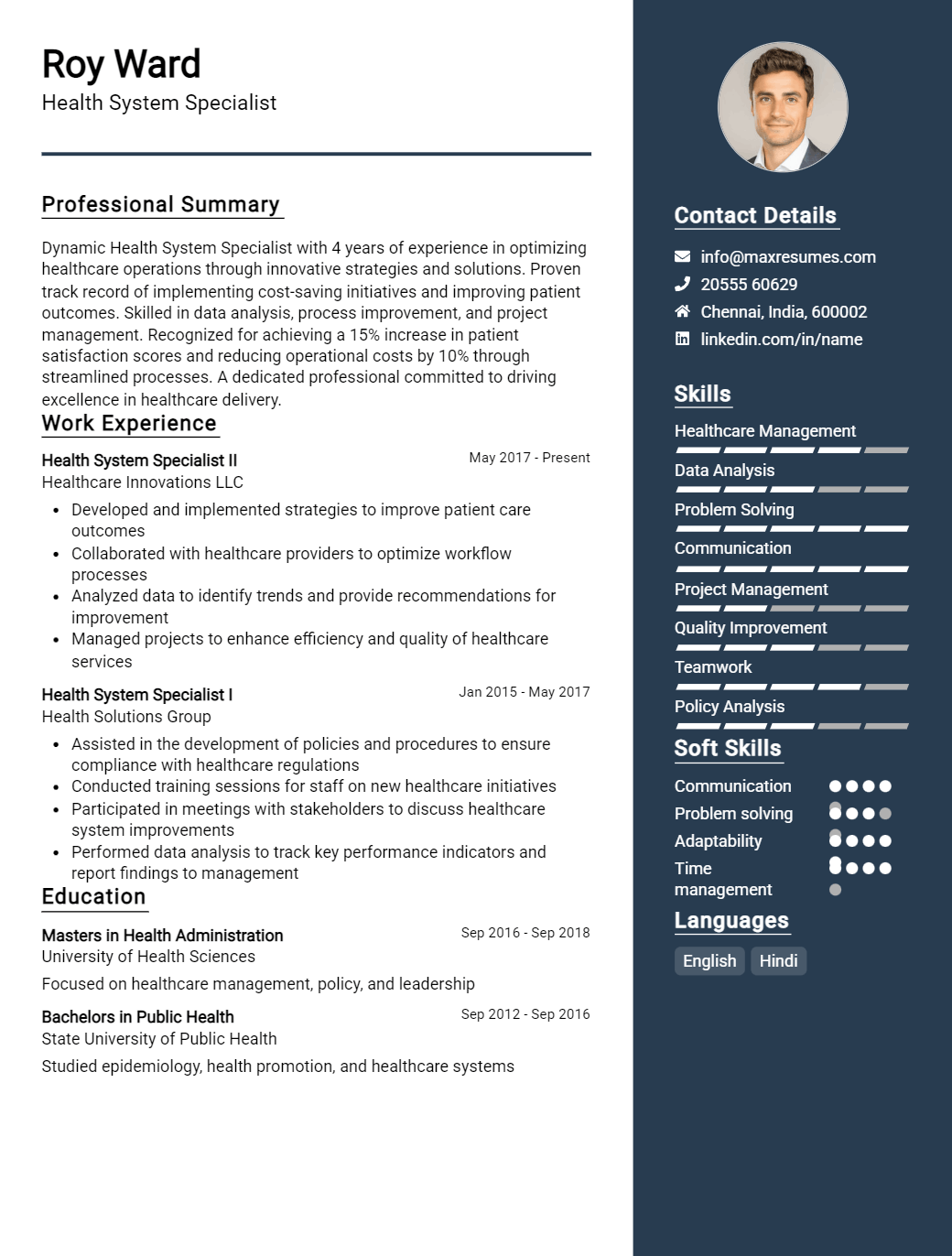 health-system-specialist-resume-sample