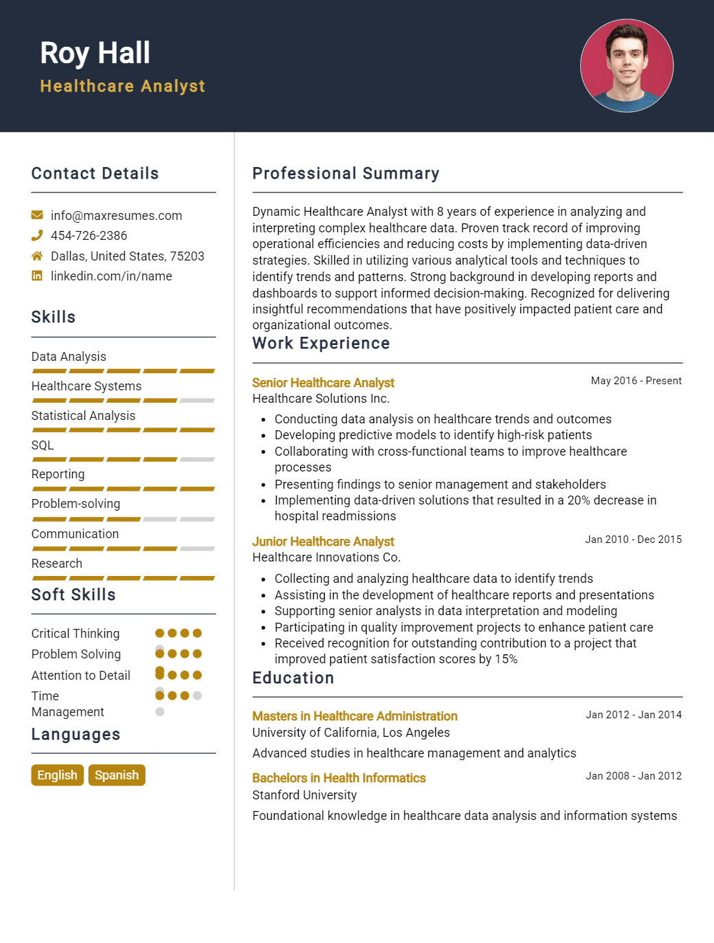 healthcare-analyst-resume-sample