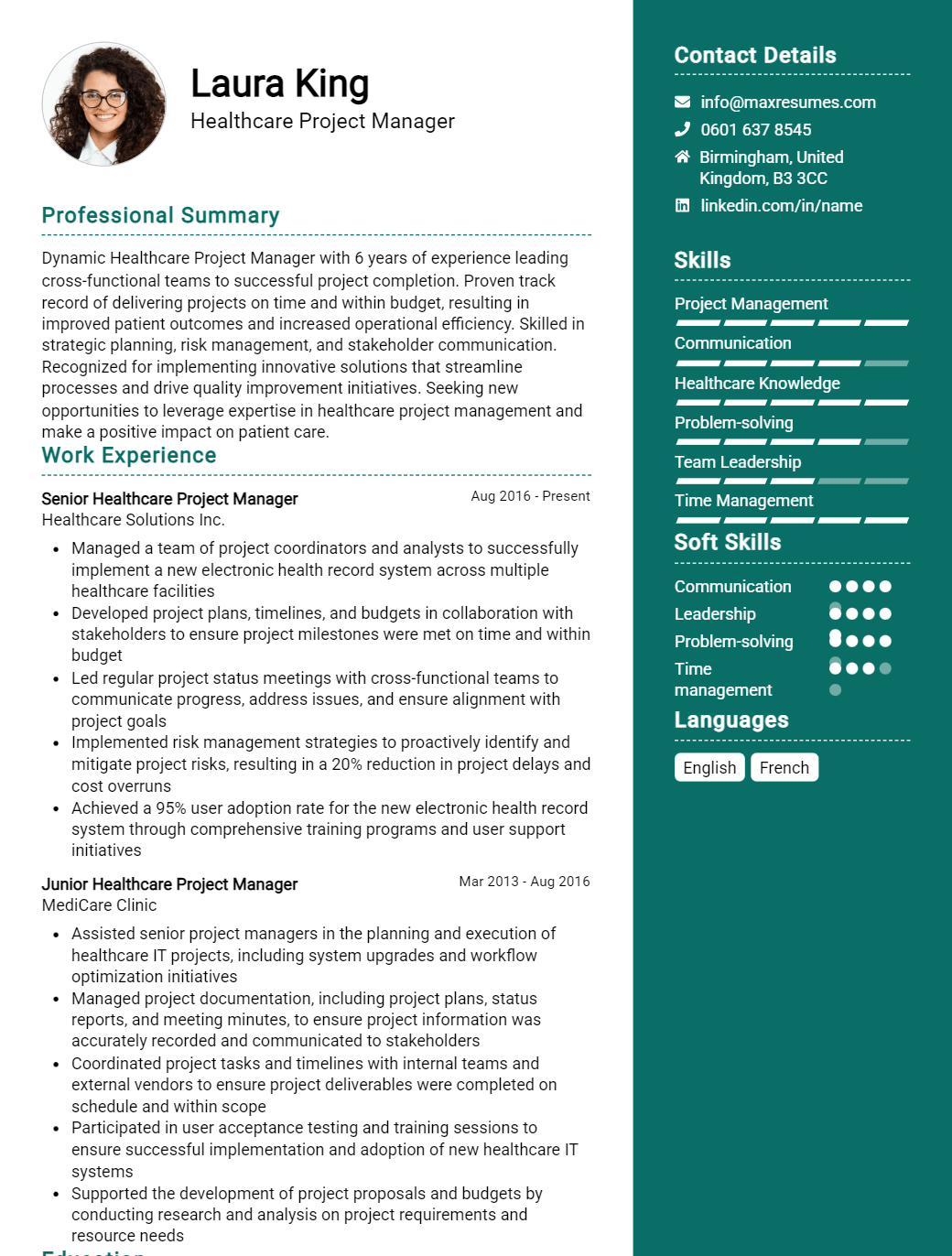 healthcare-project-manager-resume-sample
