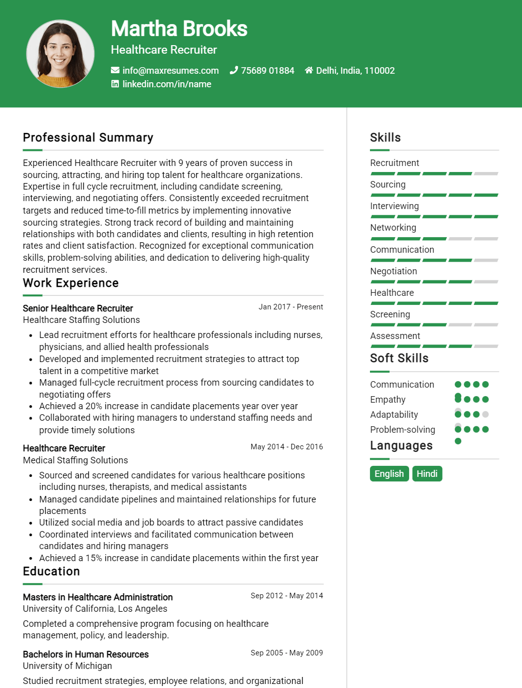 healthcare-recruiter-resume-sample