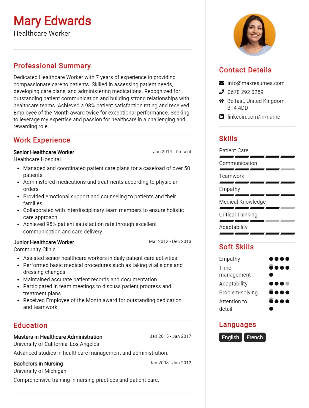 healthcare-worker-resume-sample