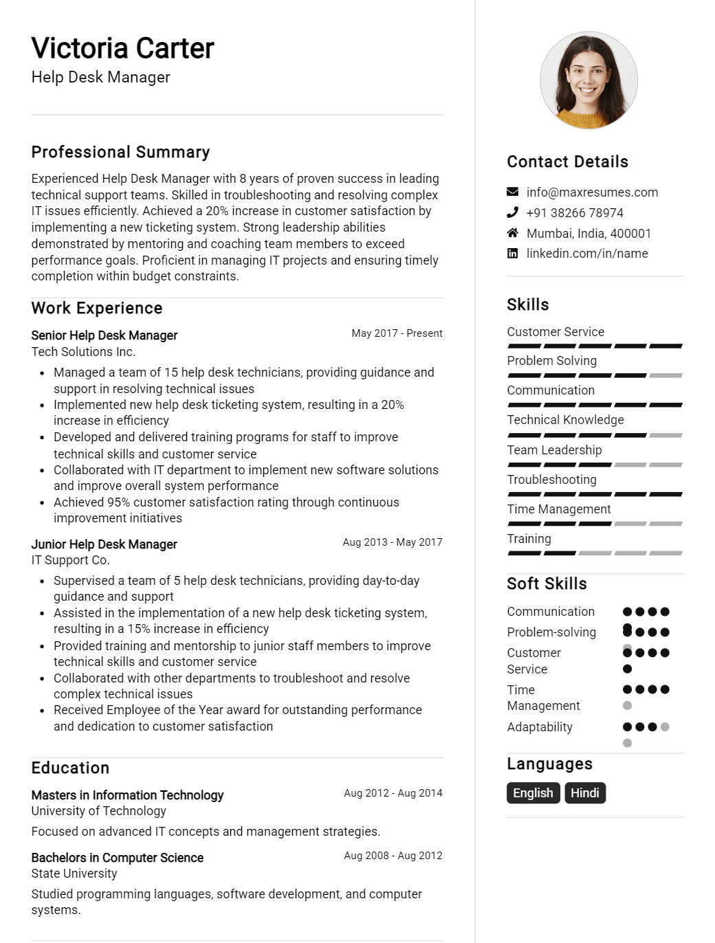 help-desk-manager-resume-sample