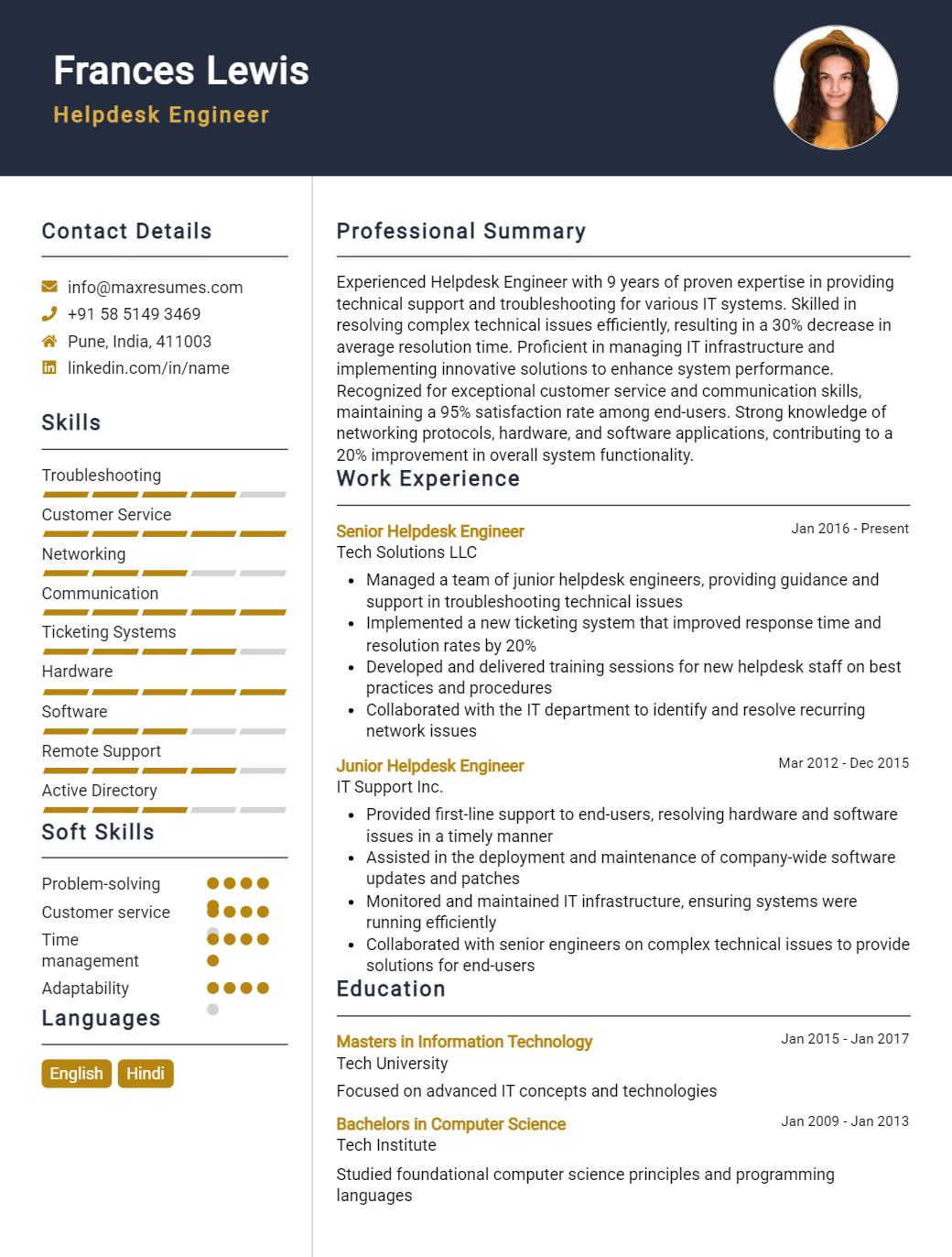 helpdesk-engineer-resume-sample