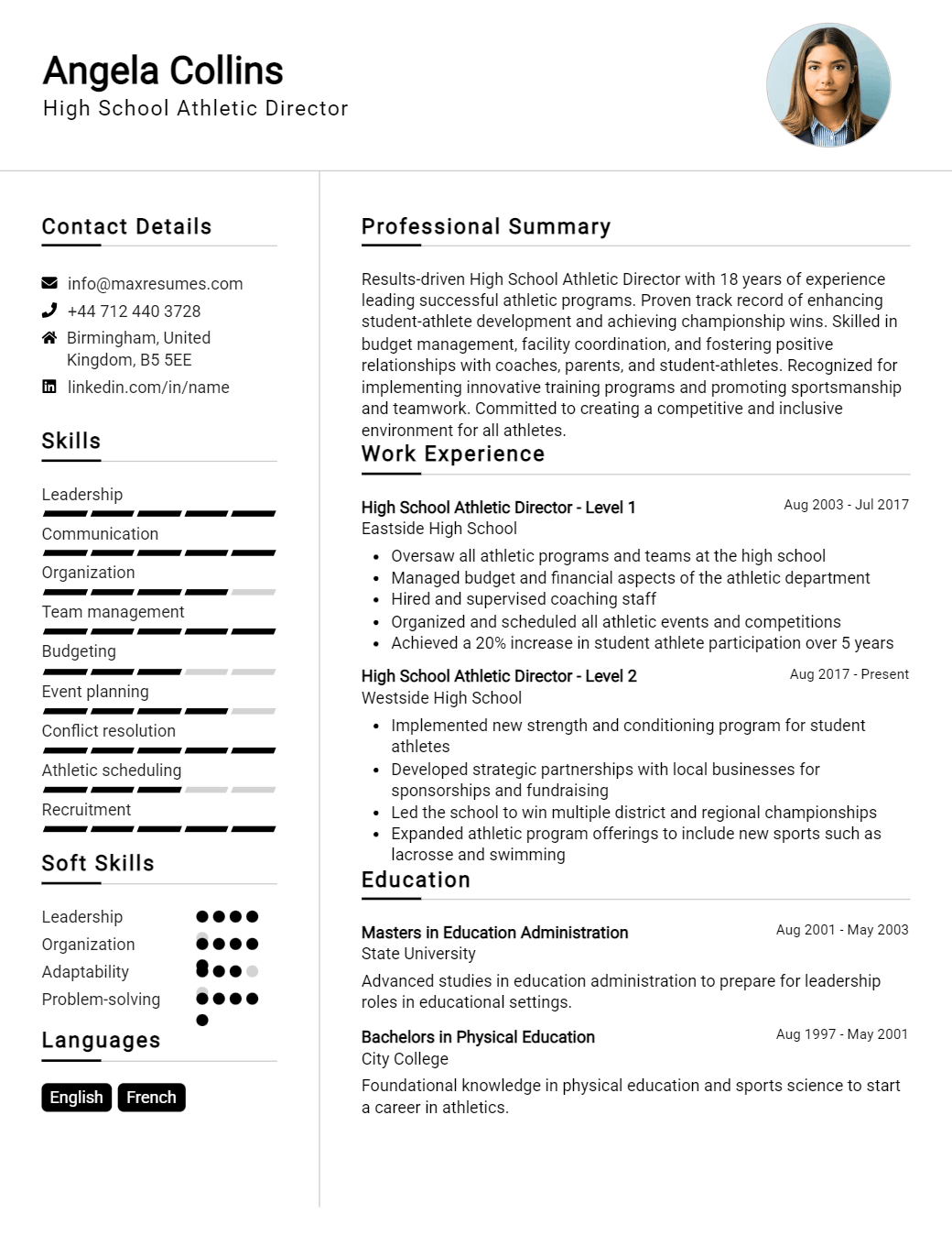 high-school-athletic-director-resume-sample
