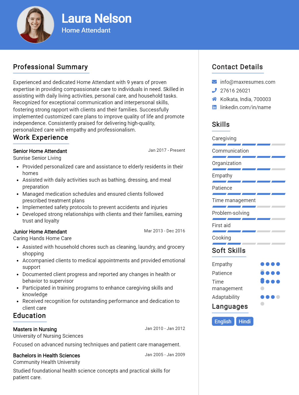 home-attendant-resume-sample