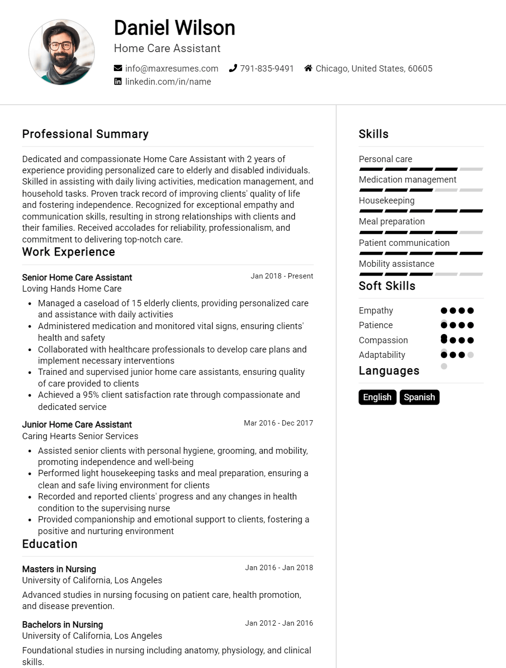 home-care-assistant-resume-sample