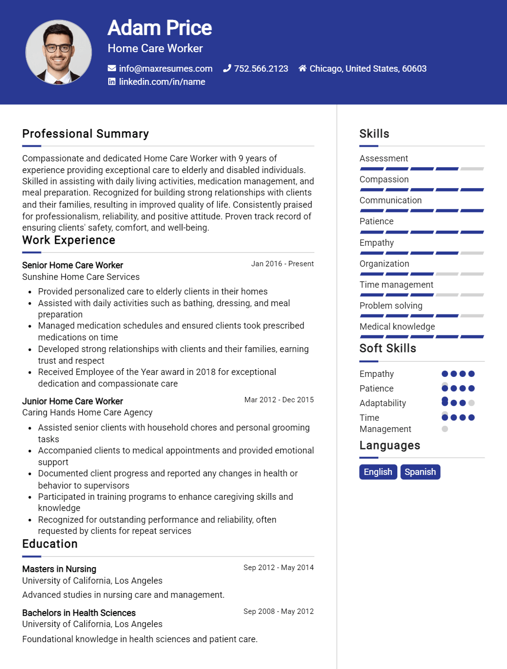 home-care-worker-resume-sample