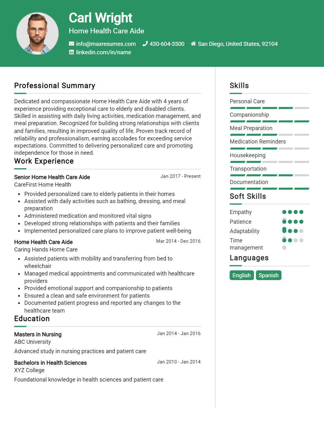 home-health-care-aide-resume-sample