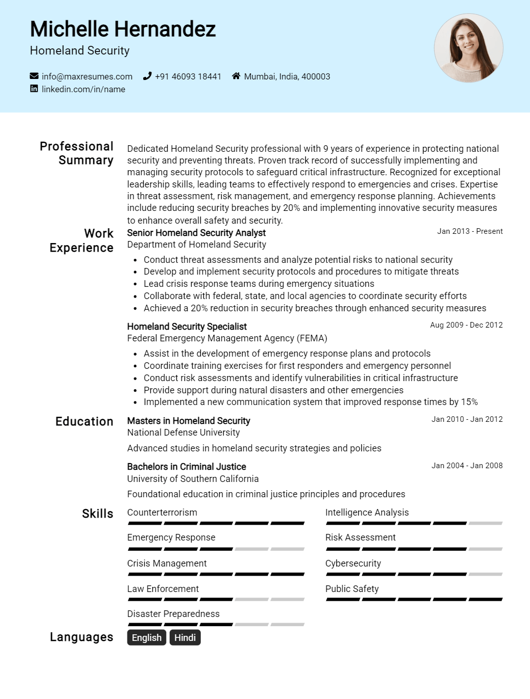 homeland-security-resume-sample