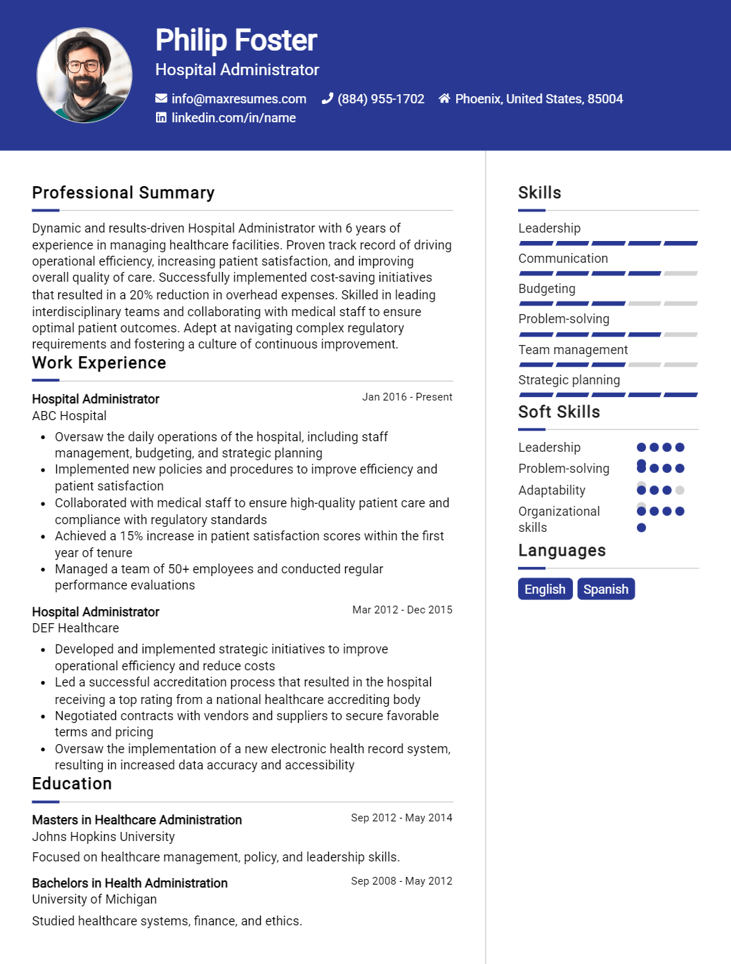 hospital-administrator-resume-sample