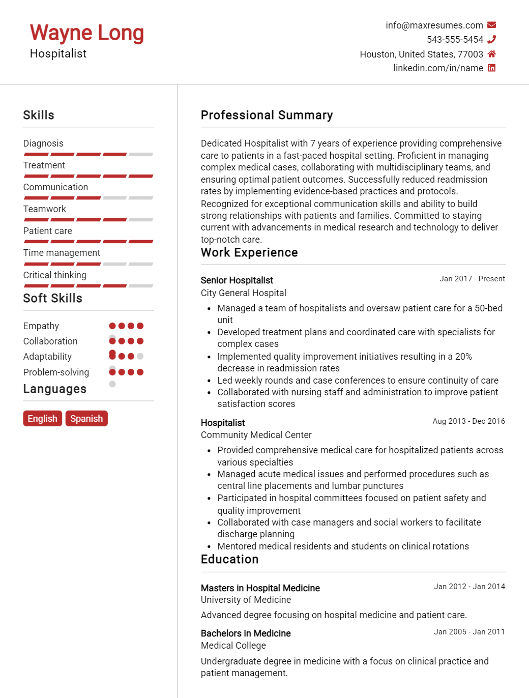hospitalist-resume-sample