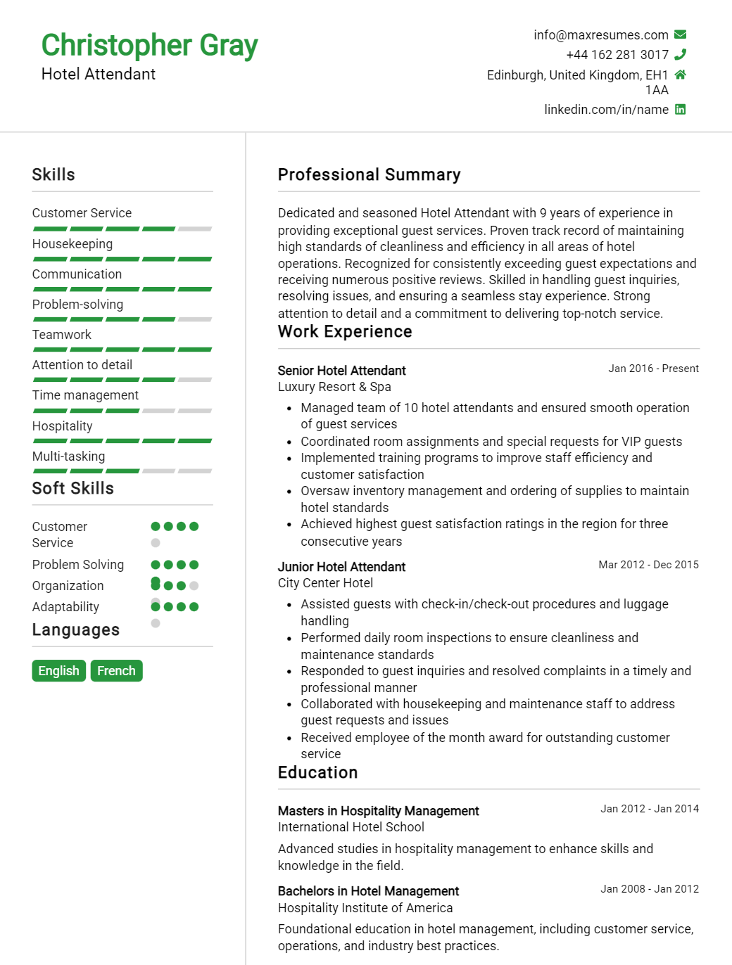 hotel-attendant-resume-sample