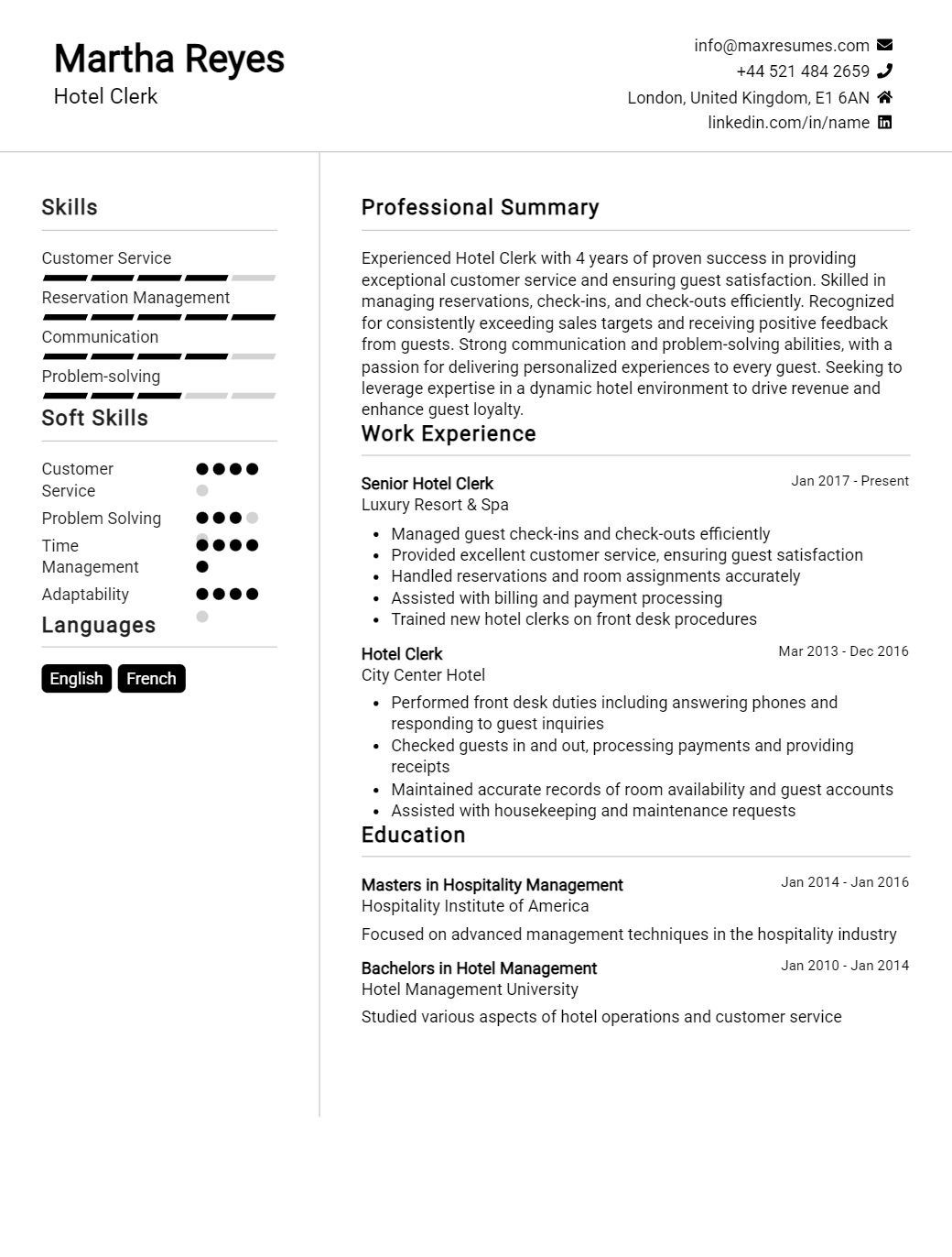 hotel-clerk-resume-sample