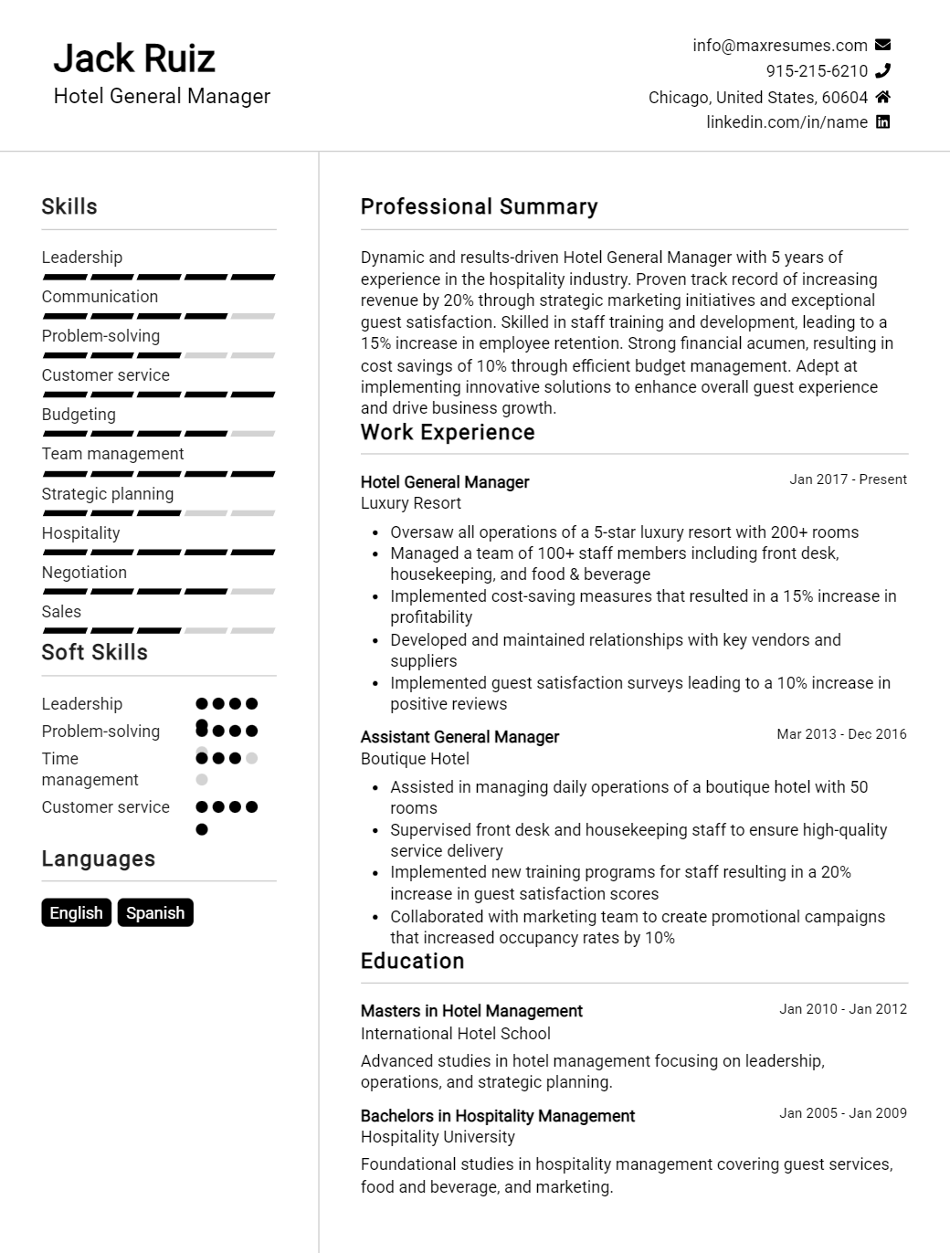 hotel-general-manager-resume-sample