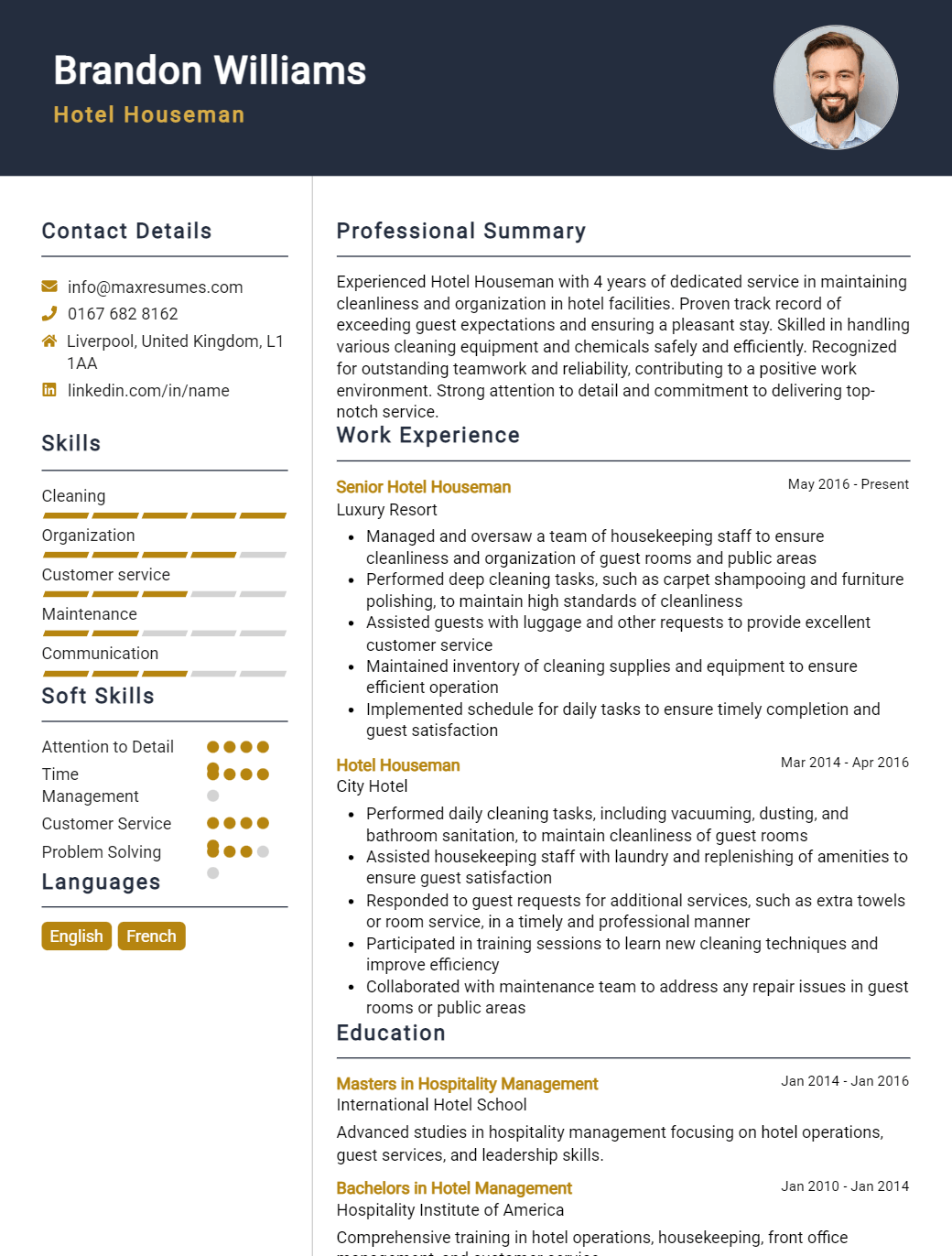 hotel-houseman-resume-sample