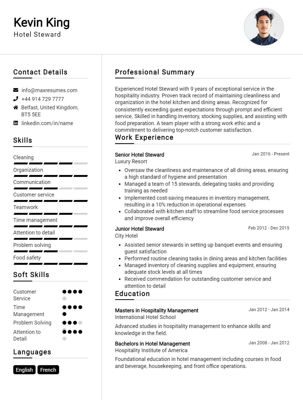 hotel-steward-resume-sample