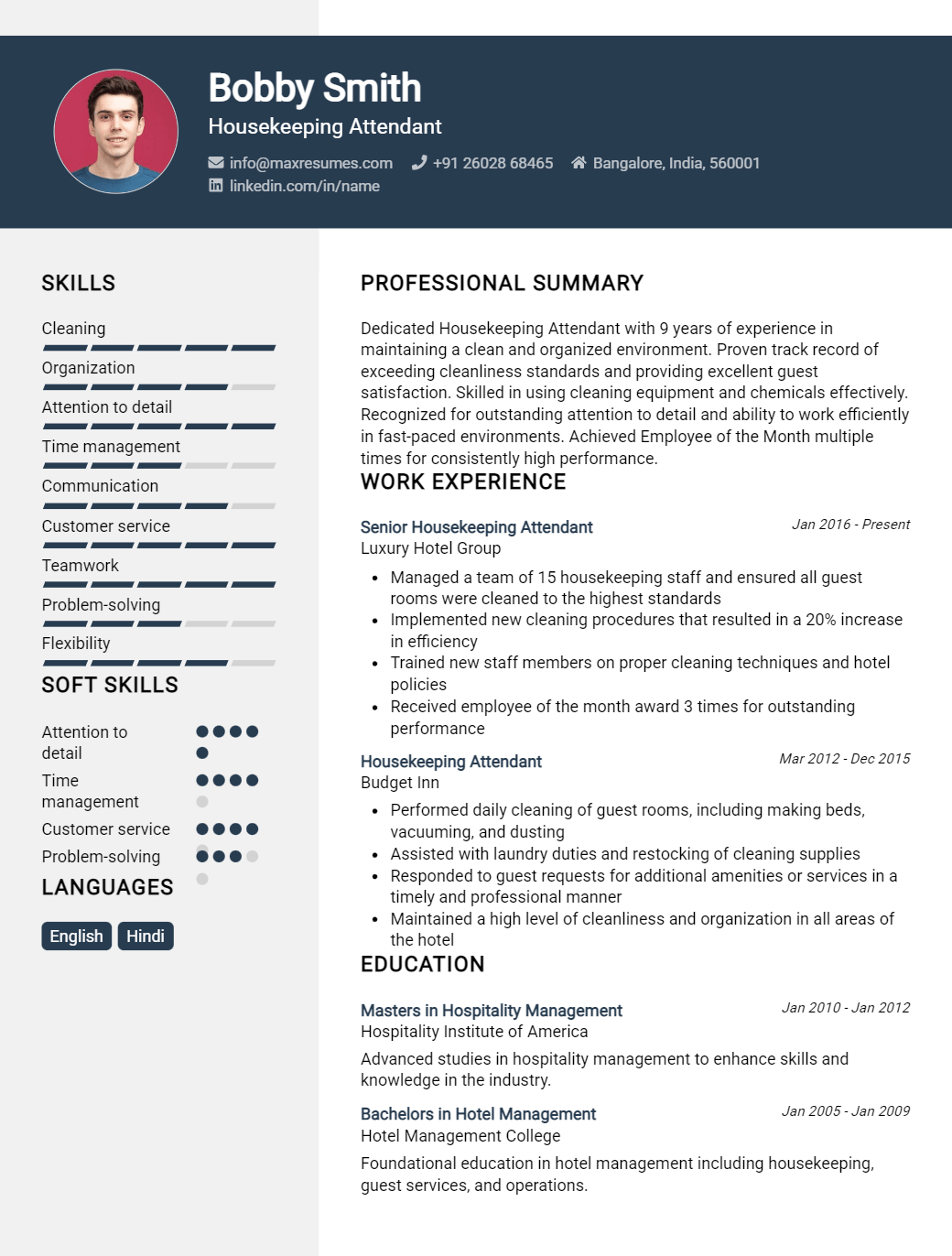 housekeeping-attendant-resume-sample