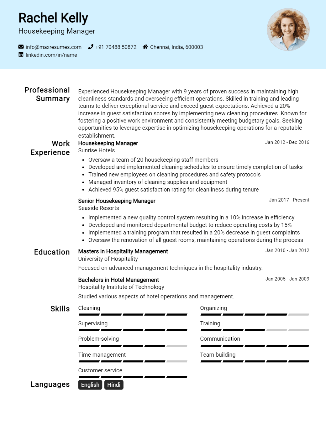 housekeeping-manager-resume-sample