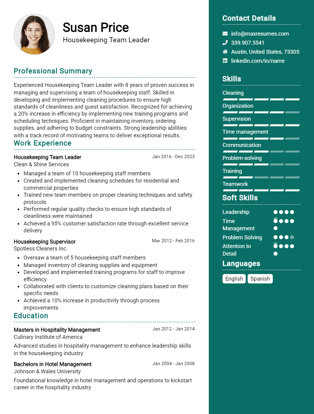 housekeeping-team-leader-resume-sample