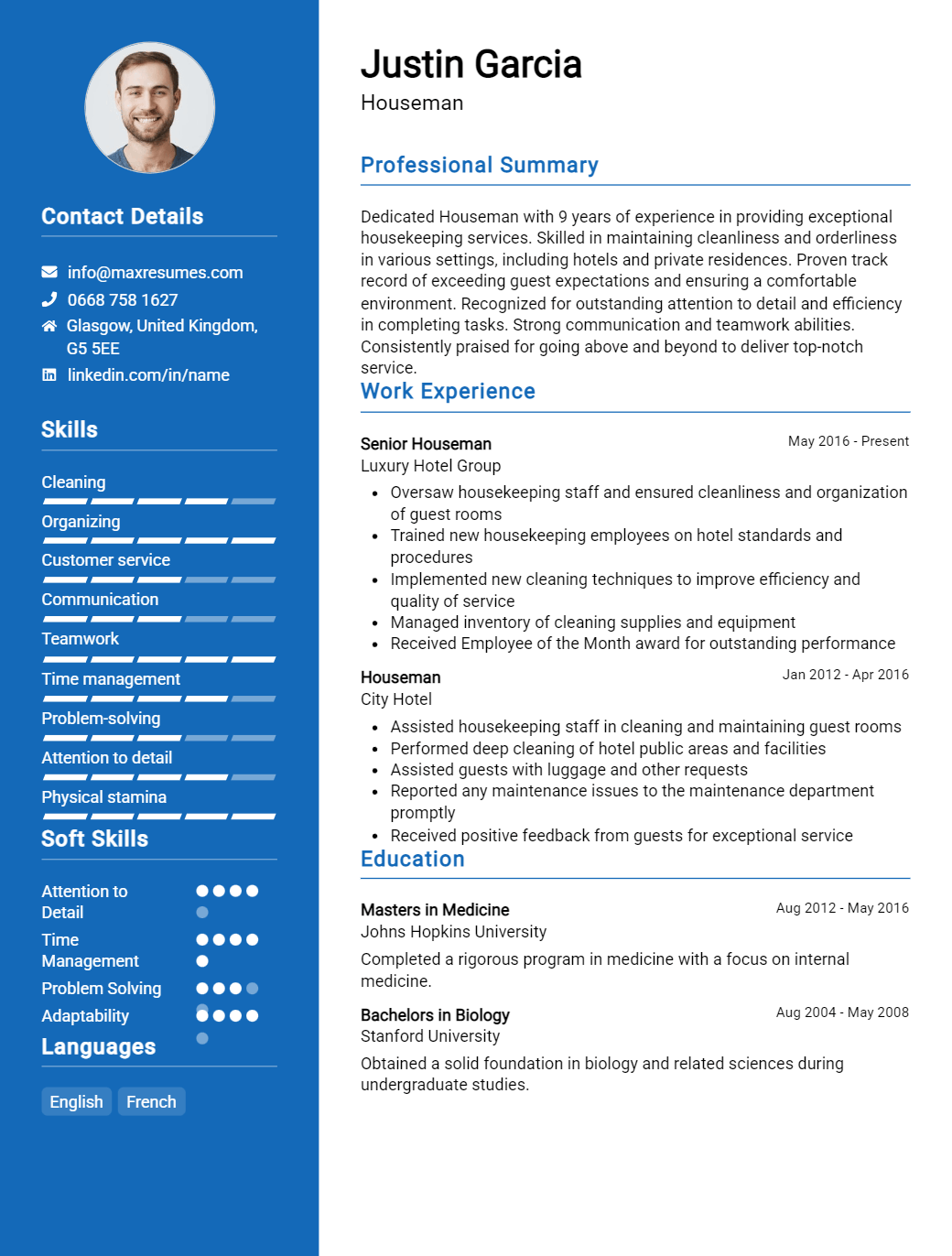 houseman-resume-sample