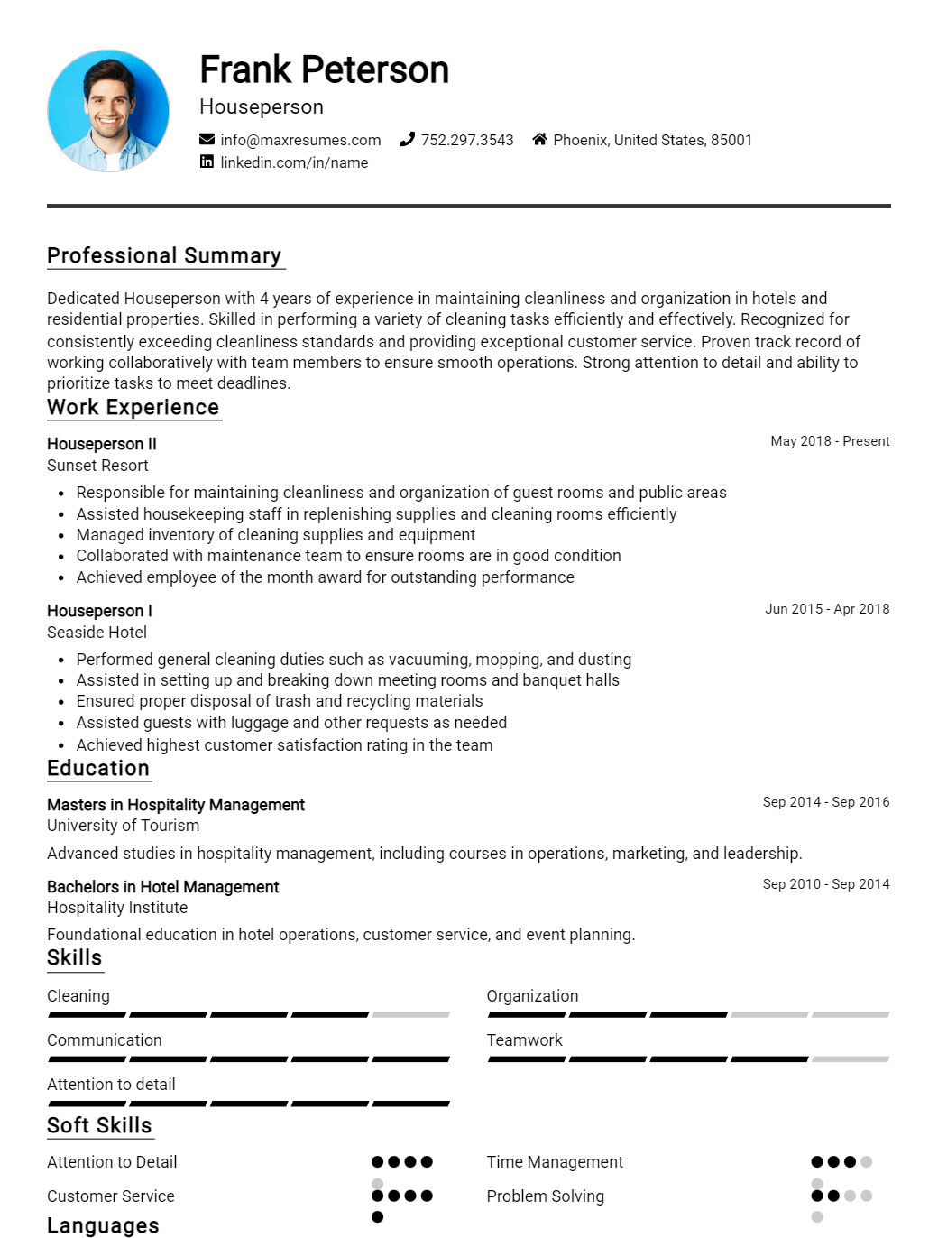 houseperson-resume-sample