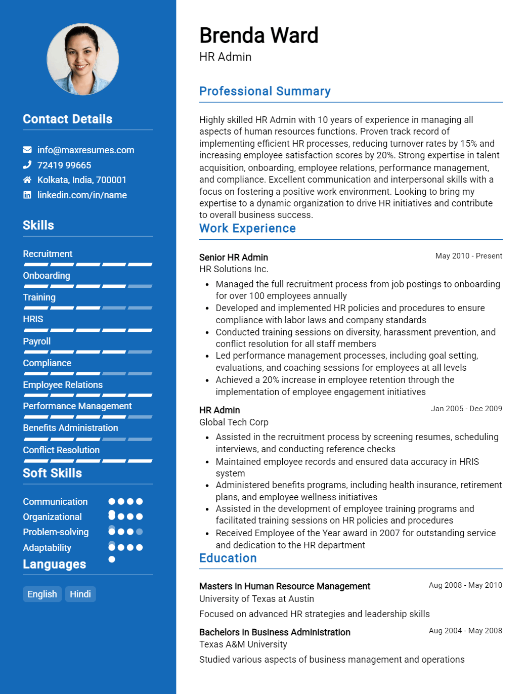 admin-resume-sample