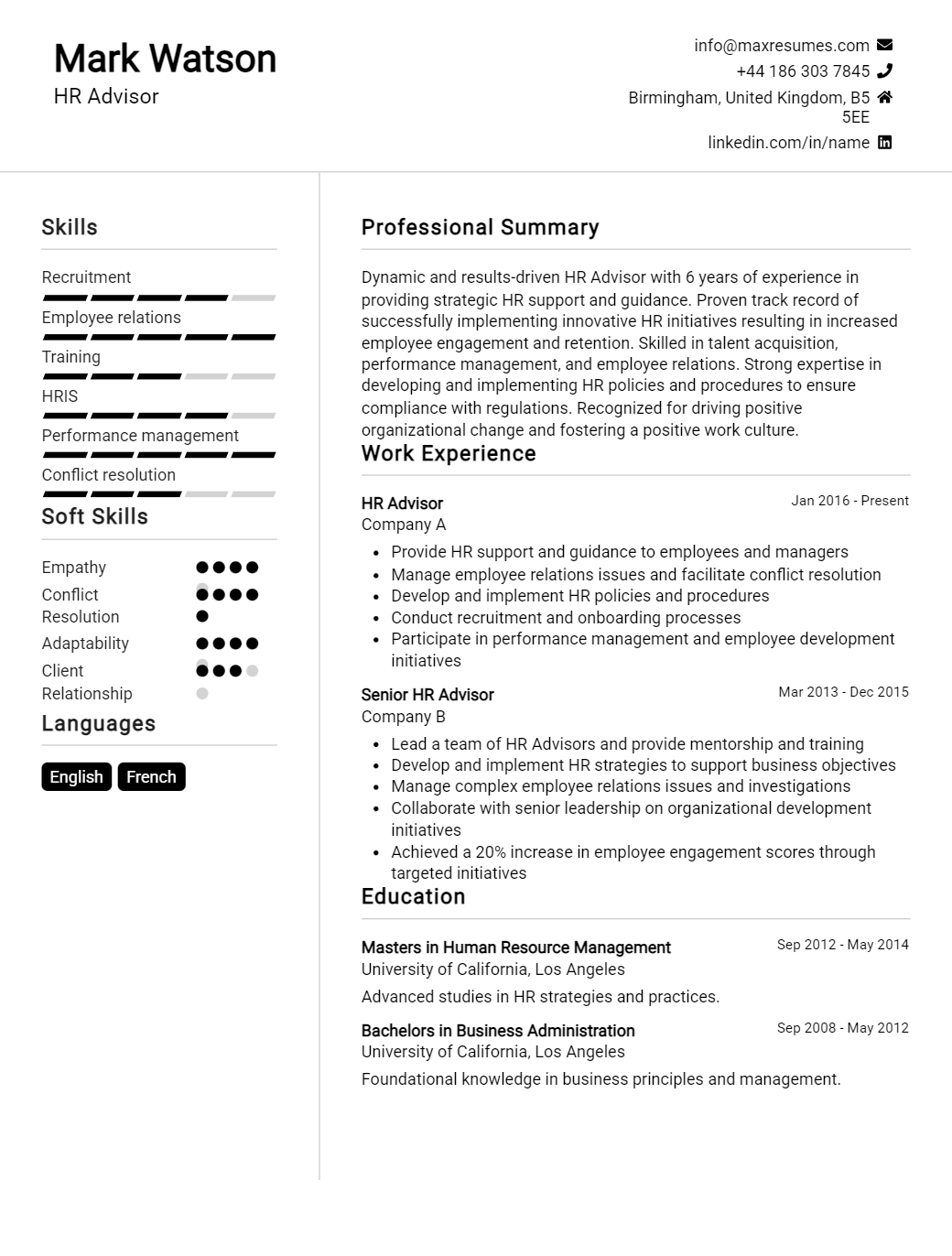 advisor-resume-sample
