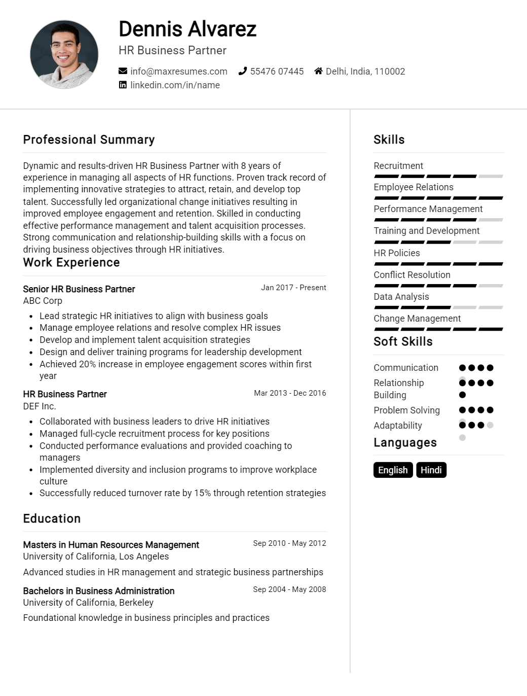 business-partner-resume-sample